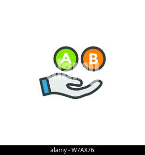 L'essai, essai, l'icône de recherche avec des lettres A et B Illustration de Vecteur