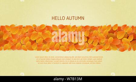 Feuilles d'automne en arrière-plan modèle de coupe de papier. Vector illustration design pour poster, bannière, modèle, dépliant, brochure, papier peint, l'affichage publicitaire. Illustration de Vecteur