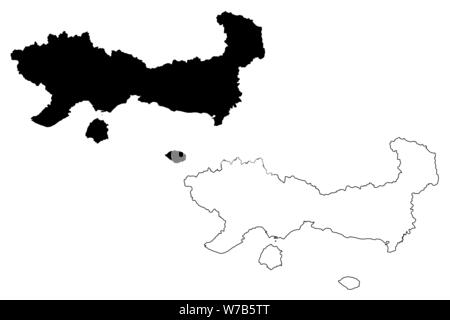 La Macédoine orientale et Thrace (Grèce, République Hellénique, Hellas) map vector illustration, croquis Gribouillage à l'Est de la Macédoine et de la Thrace site Illustration de Vecteur