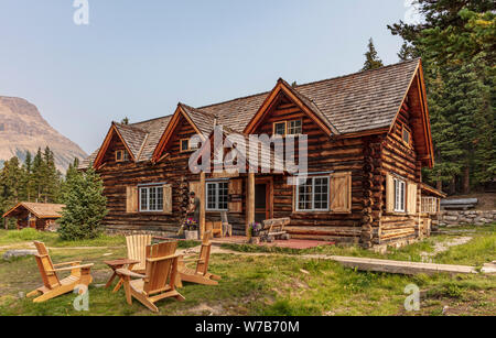 Pavillon principal à ski Skoki, un lodge situé à l'arrière-pays près de Lake Louise, dans le parc national Banff, Alberta, Canada. Banque D'Images