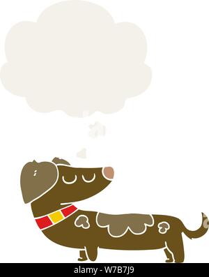 Cartoon dog avec bulle de pensée dans un style rétro Illustration de Vecteur