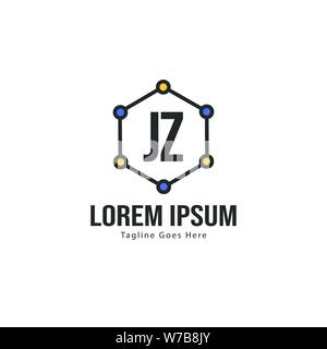 Modèle avec logo JZ initiale du bâti moderne. Lettre JZ minimaliste design logo vector illustration Illustration de Vecteur