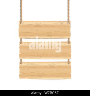 Blank hanging wooden sign on white background vector illustration EPS10 Illustration de Vecteur