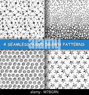 Ensemble de quatre schémas dessinés à la main, sans soudure. Textures graphiques en noir et blanc. Fabriqué à la main en arrière-plan. Faite dans le Vector Illustration de Vecteur