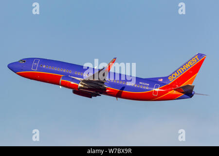 Southwest Airlines Boeing 737 avion de décoller de l'aéroport international McCarran de Las Vegas. Banque D'Images