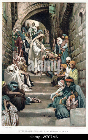 Le Christ guérissant les malades mis à lui dans les villages, c1890. Artiste : James Tissot Banque D'Images