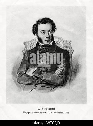 Alexandre Sergueïevitch Pouchkine (1799-1837), russe, auteur romantique du xixe siècle. Artiste : Inconnu Banque D'Images