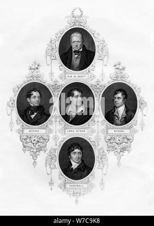 Sir Walter Scott, Thomas Moore, Lord Byron, Robert Burns, Thomas Campbell, 1877. Artiste : Inconnu Banque D'Images