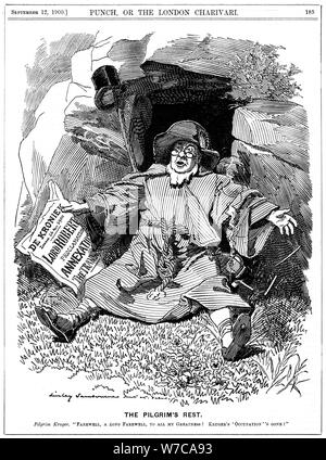 'Le Pilgrim's Rest', caricature af Paul Kruger, homme politique sud-africain, 1900. Edward Linley Sambourne Artiste : Banque D'Images