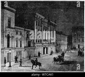 Street à Newcastle upon Tyne éclairées par des lampes électriques à incandescence Swan, 1883. Artiste : Inconnu Banque D'Images