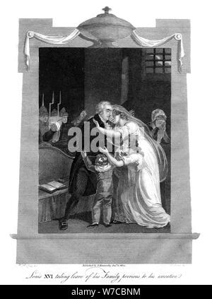 Louis XVI à prendre congé de sa famille avant son exécution', 1793, (1814).Artiste : J Brown Banque D'Images