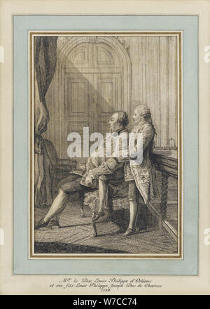 Louis Philippe II, Duc de Chartres avec son fils. Banque D'Images