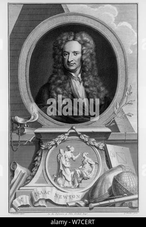 Sir Isaac Newton, scientifique et mathématicien anglais, c1700. Artiste : Jacobus Houbraken Banque D'Images