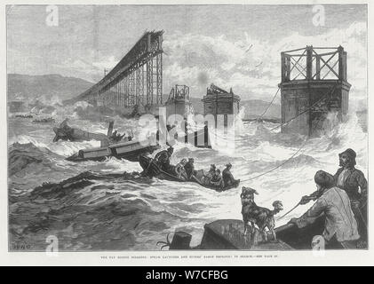 La catastrophe du pont de Tay, en Écosse, le 28 décembre 1879. Artiste : Inconnu Banque D'Images