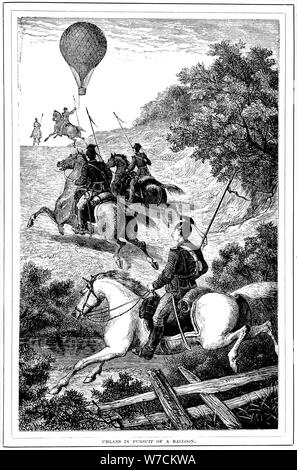 'Les Uhlans dans la poursuite d'un ballon", guerre franco-allemande, 1870-1871 (1881). Artiste : Inconnu Banque D'Images