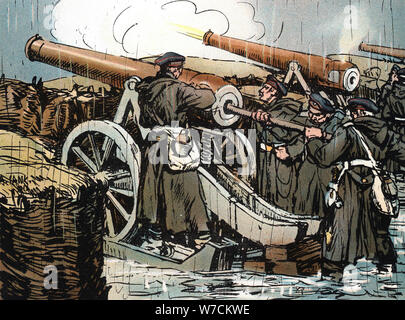 Batterie d'artillerie prussienne en action, guerre franco-allemande, 1870-1871. Artiste : Inconnu Banque D'Images