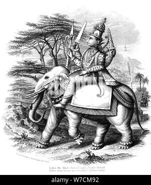 Indra, directeur de l'Inde de dieux védiques monté sur son éléphant, c1880. Artiste : Inconnu Banque D'Images