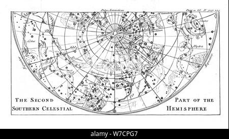 Deuxième partie de l'étoile de l'hémisphère céleste montrant les constellations, 1747. Artiste : Inconnu Banque D'Images