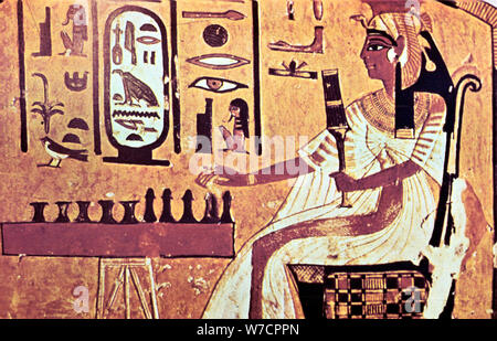 La peinture murale de la tombe de Nefertari, Thèbes, Egypte antique, 19ème dynastie, 13ème siècle avant J.-C.. Artiste : Inconnu Banque D'Images