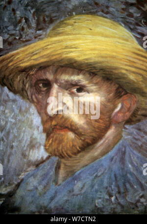 'Autoportrait avec chapeau de paille", 1887. Artiste : Vincent van Gogh Banque D'Images