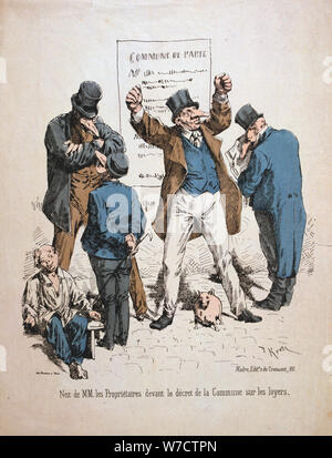 Caricature de la propriétaires, Commune de Paris, 1871. Artiste : Anon Banque D'Images