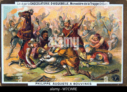 Philipe Auguste à la bataille de Bouvines, 1214, (19e siècle). Artiste : Inconnu Banque D'Images