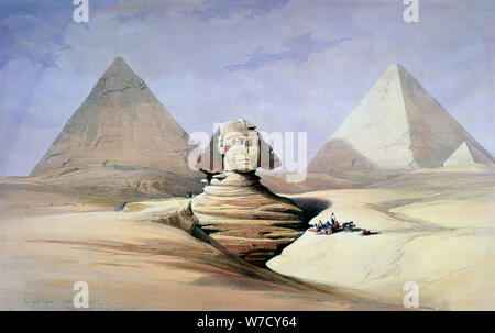 'Le grand Sphinx et des pyramides de Gizeh', 1838-1839. Artiste : David Roberts Banque D'Images