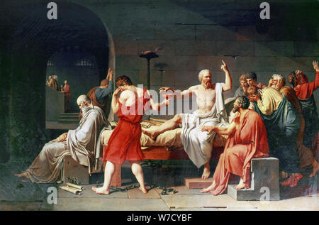 "La mort de Socrate, 4e siècle avant J.-C., (1787). Artiste : Jacques-Louis David Banque D'Images