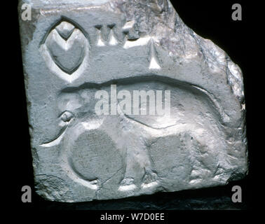 Stéatite joint avec l'éléphant, vallée de l'Indus, Mohenjo-Daro, 2500 - 2000 avant J.-C.. Artiste : Inconnu Banque D'Images