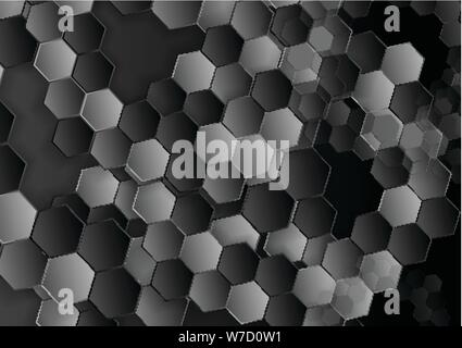 Abstract dark hexagones tech texture motif de fond. Conception vectorielle Illustration de Vecteur