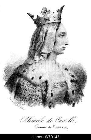 Blanche de Castille, épouse de Louis VIII de France, (19e siècle).Artiste : Delpech Banque D'Images