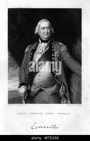 Charles Cornwallis (1738-1805), 1er marquis Cornwallis, 1839.Artiste : S Freeman Banque D'Images