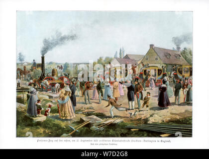 La Stockton & Darlington Railway, 1825 (1900). Artiste : Inconnu Banque D'Images