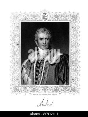 William Pitt Amherst, comte Amherst, diplomate et homme d'État britannique, 19e siècle.Artiste : S Freeman Banque D'Images