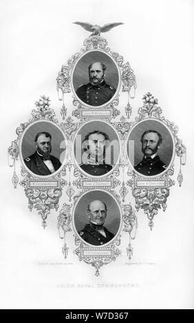 La guerre civile de l'Union européenne, l'Admirals Winslow Goldsborough, Du Pont, Dahlgren et Stringham, 1862-1867.Artiste : J Rogers Banque D'Images