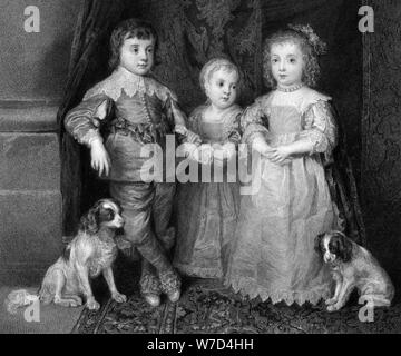 L'aîné de trois enfants de Charles I, c1640s, (19e siècle).Artiste : J Burnett Banque D'Images