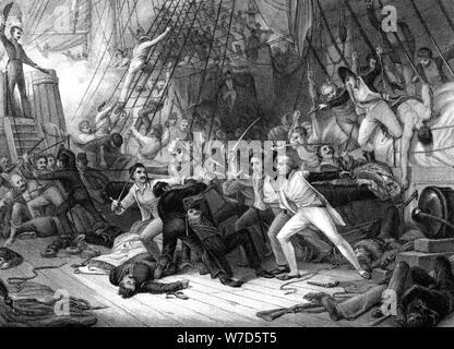 Nelson à bord de l''San Josef', Bataille du cap St Vincent, 1797.Artiste : JJ Crew Banque D'Images