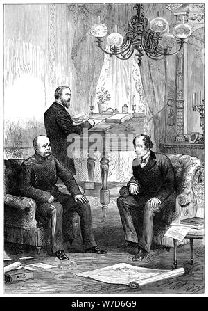 Benjamin Disraeli (1804-1881) rencontre avec Otto von Bismarck (1815-1898), Berlin, 1878. Artiste : Inconnu Banque D'Images