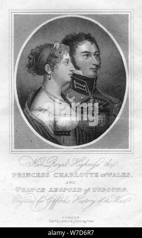 La princesse Charlotte de galles et le prince Léopold de Saxe-Cobourg, 1816. Artiste : Inconnu Banque D'Images