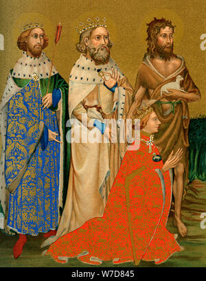 Le roi Richard II d'Angleterre et ses saints patrons, 14e siècle (1893). Artiste : Inconnu Banque D'Images