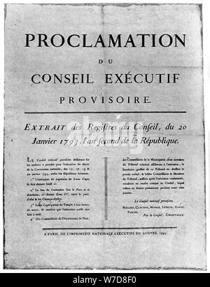 Proclamation de l'ordre pour l'exécution de Louis XVI de France, 1793 (1894). Artiste : Inconnu Banque D'Images