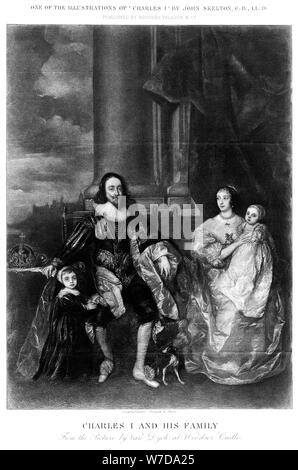 Le roi Charles I (1600-1649) et sa famille.Artiste : J Skelton Banque D'Images