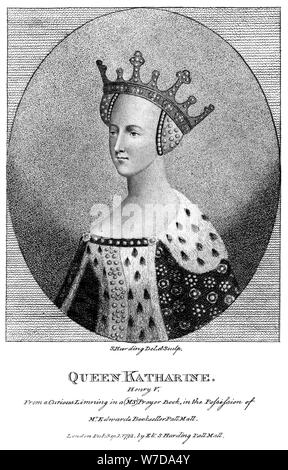 Catherine de Valois (1401-1437), reine consort du roi Henry V, 1792.Artiste : Smith Banque D'Images