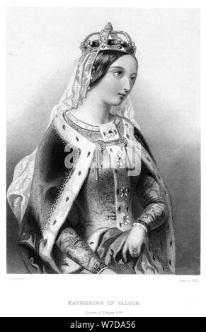 Catherine de Valois (1401-1437), reine consort du roi Henry V, 19e siècle.Artiste : Francis Holl Banque D'Images