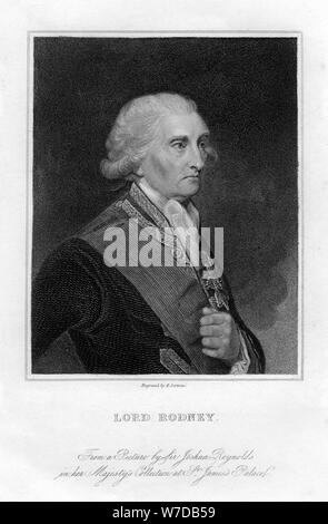 L'amiral George Brydges Rodney (1719-1792), 1 Baron de Rodney, 19e siècle.Artist : E Scriven Banque D'Images