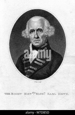 Richard Howe (1726-1799), 1 Comte Howe, l'amiral anglais, 19e siècle.Artiste : J Pass Banque D'Images