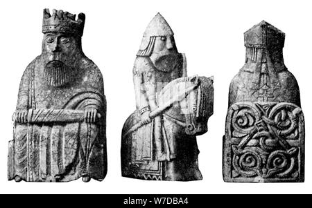 La Lewis Chessmen, (Norvégien ?), c1150-c1200, C1920). Artiste : Inconnu Banque D'Images