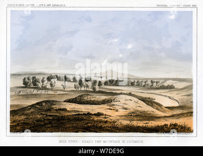 Rivière de lait, avec la patte de l'ours dans la montagne la distance, Montana, USA, 1856.Artiste : John Mix Stanley Banque D'Images