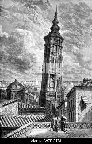Torre Nueva, Zaragoza, Espagne, 1929. Artiste : Inconnu Banque D'Images