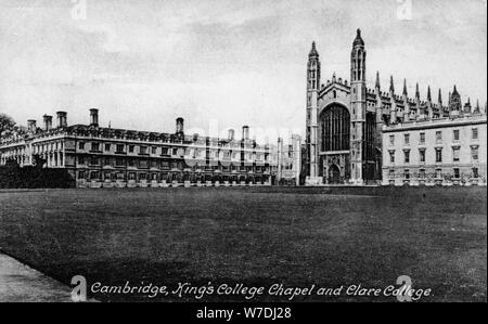 King's College Chapel et Clare College, Cambridge, Cambridgeshire, fin du 19e siècle.Artiste : Francis Frith & Co Banque D'Images